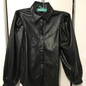 Zara Ladies Black Polyurethane Shirt Jacket Size Small